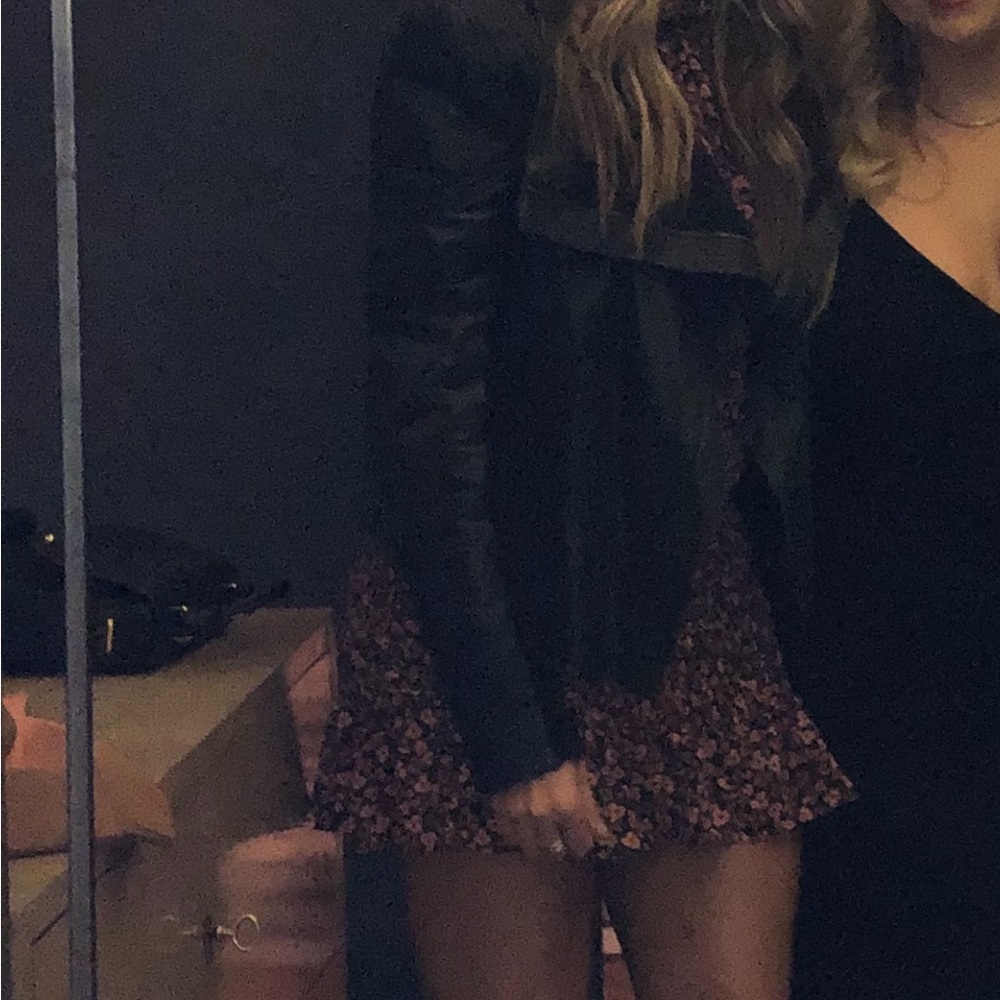 Zara Black and Pink Floral Mini Dress